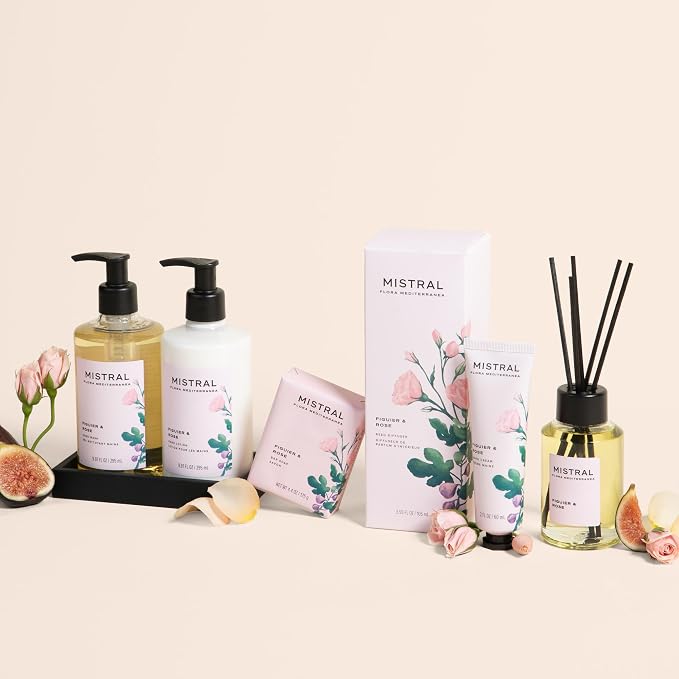 Mistral Figuier & Rose Reed Diffuser – Luxury Fig & Rose Scent Diffuser for Home, Office, Bathroom | 100% Oil-Based & Alcohol-Free, Long-Lasting, with Natural Reed Sticks (3.5 fl oz)
