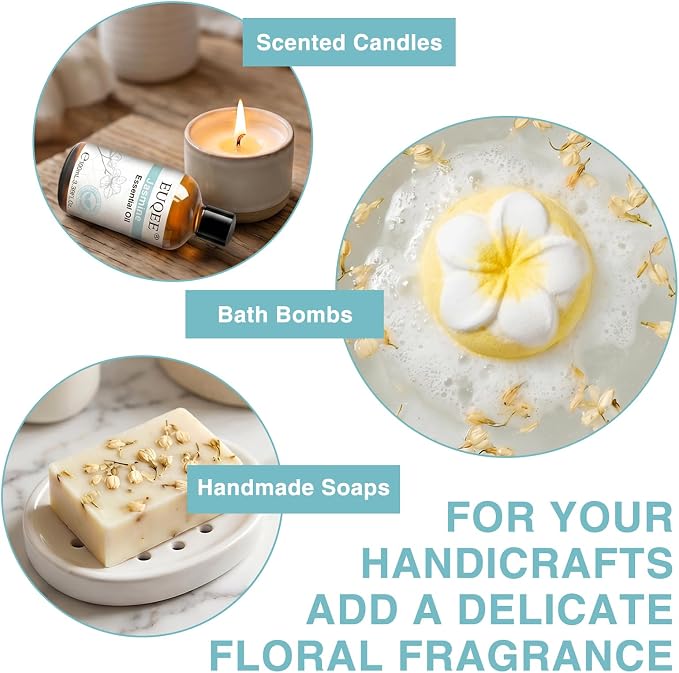 EUQEE 100ml Jasmine Essential Oil, Pure Jasmine Essential Oil for Diffuser, Massage, DIY Soap,Candle Making, Skin & Hair Care - 3.38 Fl Oz