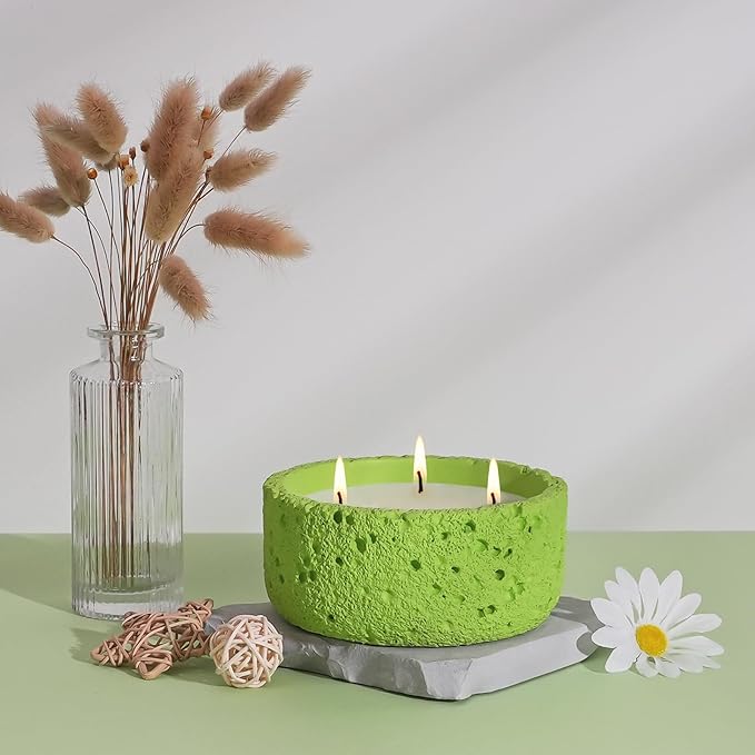Viyffo 20oz Large Scented Candle - Sage & Lemon, 3 Wick Home Scented Candle, Non Toxic Soy Candle for Women and Men, Lemon Green Textured Ceramic Jar, Luxury Fragrance, Fresh Home Décor & Gift