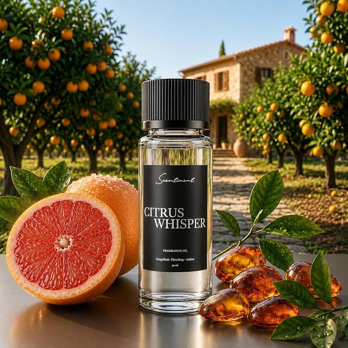 Scentiment Citrus Whisper Diffuser Oil - Premium Hotel Scent with Notes of Grapefruit, Dewdrop & Warm Amber Home Scent, Hotel Fragrance Oil Diffuser Refill - 1.69 fl oz (50 mL)