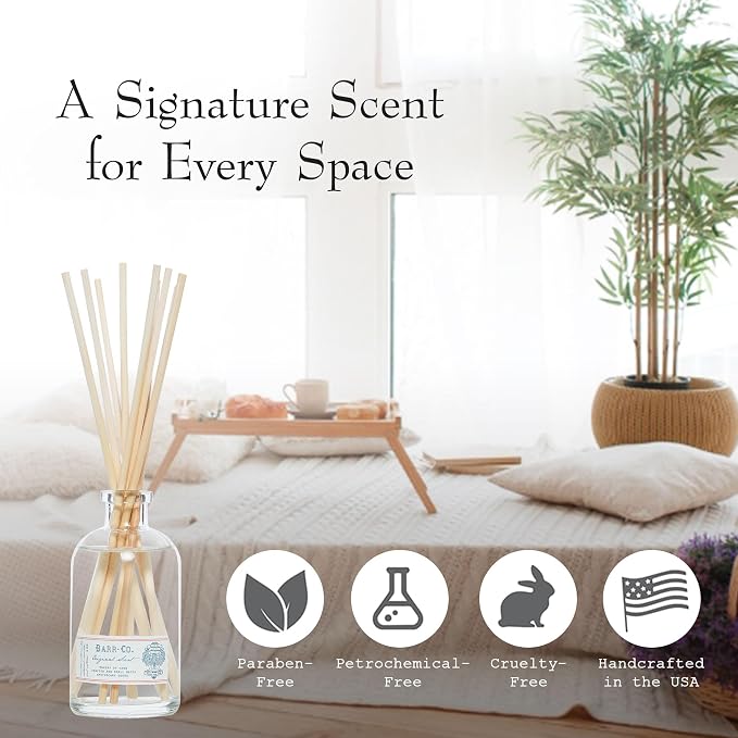 Barr-Co. Original Scent Reed Diffuser Kit, Tranquil Milky Scent with Oat, Vanilla & Vetiver, Reed Diffuser for Home, Long Lasting Aroma Diffuser, Refillable, 8 fl oz
