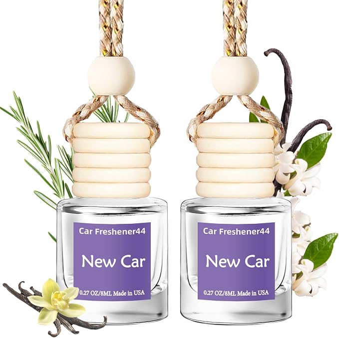 Hanging Car Air Freshener, Long Lasting Essential Oil Diffuser, Non-Toxic New Car Scent, Cute Car Fresheners for Women, 2 Pack Made in USA