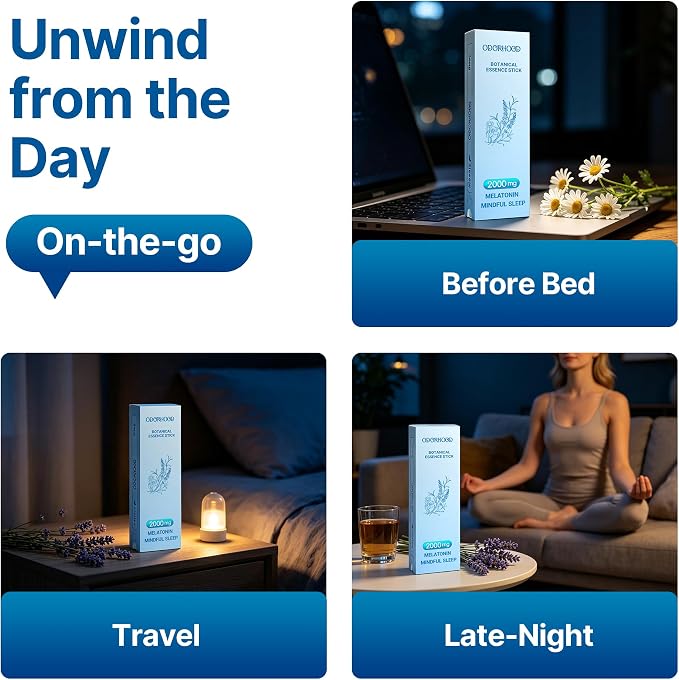 Nighttime Passive Diffuser Premium Lavender & Chamomile Essential Oil Blend | Portable Luxury Aromas for Sleep & Relaxation Support, Net Wt. 0.07 oz (2g)