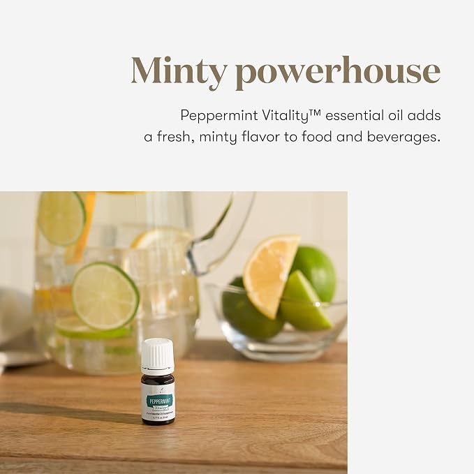 Young Living Peppermint Vitality Essential Oil | 5 ml | Refreshing & Invigorating Aroma for Home, Work & Personal Use | Ideal for Aromatherapy, Wellness Routines, & Massage | Vegan & Gluten-Free