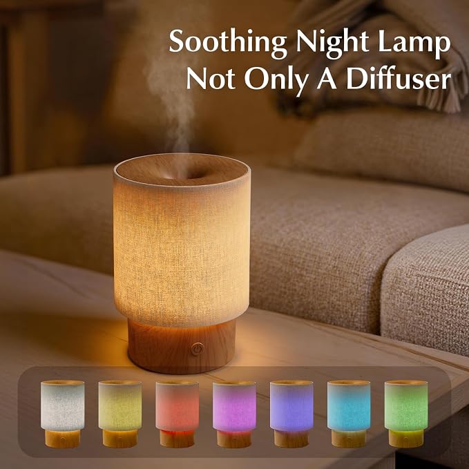 ARVIDSSON Essential Oil Diffuser with Fabric Cover, 100ml Aromatherapy Diffuser for Home, Ultrasonic Diffuser with Night Lamp and Auto Shut-Off, Scent Oil Diffusers for Bedroom