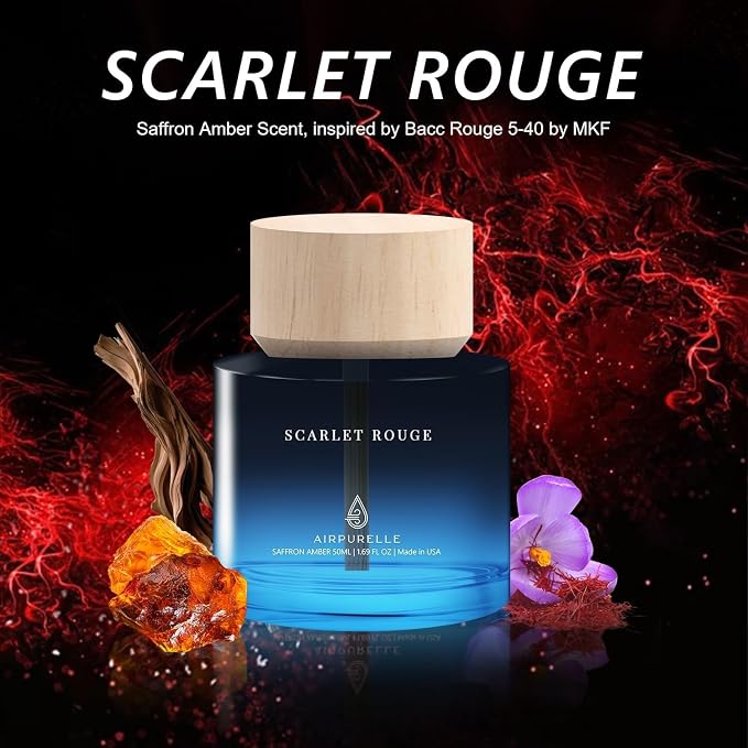 Car Air Freshener 50ML (1.7 FL OZ) Car Air Fresheners Perfume - Saffron Amber Fragrance Oil Air Diffuser for Car, 180+ days Long Lasting Fragrance, Car Air Freshner Wooden Cup Design, Made in USA