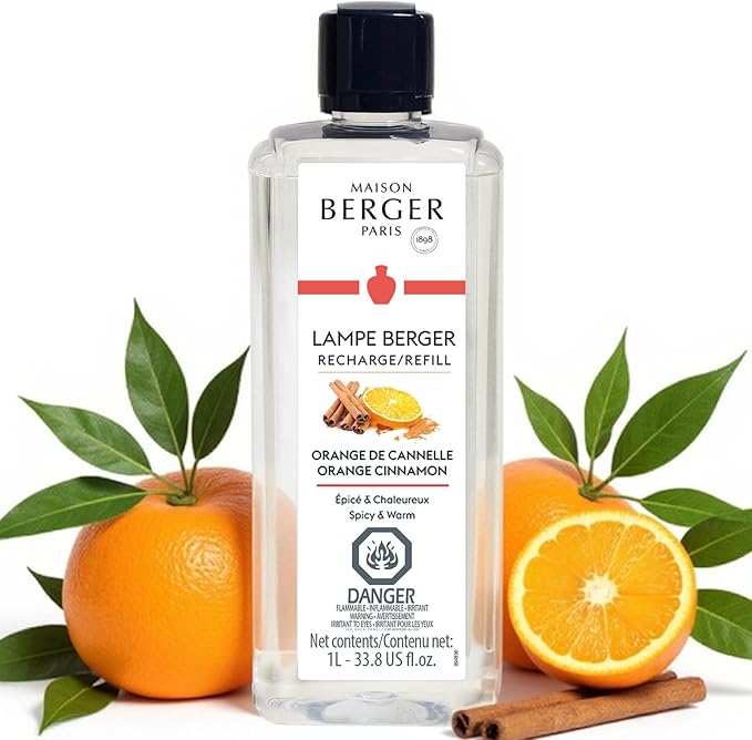 MAISON BERGER Lampe Berger Refill, 1 L, Orange Cinnamon | Catalytic Lamp Fragrance Refill, Helps Neutralize Odors, ~160 h Fragrance Diffusion, Made in France