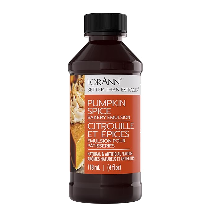 Lorann Oils Pumpkin Spice Bakery Emulsion: Genuine Pumpkin Spice Blend, Perfect for Boosting Fall Flavors in Cakes, Cookies & Desserts, Gluten-Free, Keto-Friendly, Pumpkin Spice Flavoring Essential
