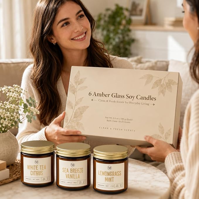6 Pack Candles for Home Scented - 6 x 3.5oz Soy Wax Candles, 20-25 Hours Long Burn Time, Aromatherapy Candles Gifts Sets for Women Birthday