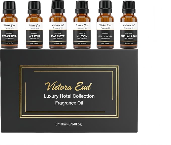 Luxury Hotel Inspired Fragrance Oil Set, 6 Pack Hotel Collection Diffuser for Humidifier, Aroma Diffuser, Candle&Soap Making, Long Lasting Scented Oil for Bedroom, Bathroom & Office