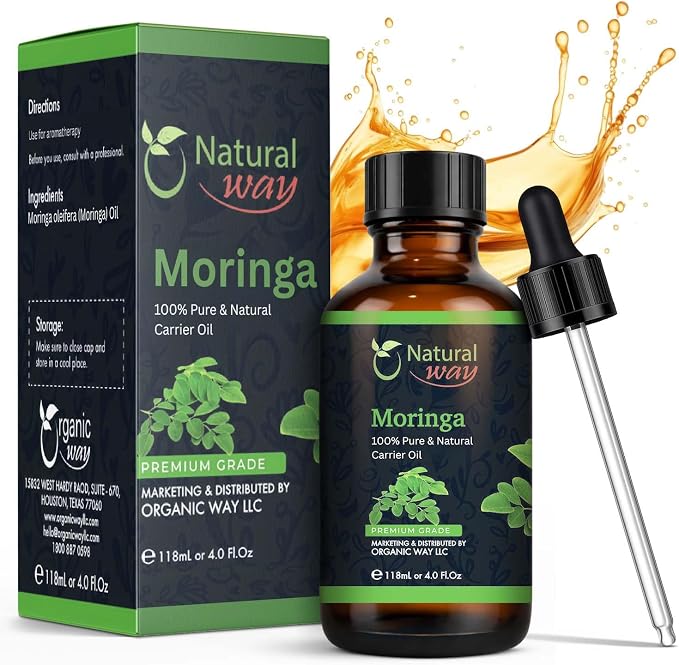 Moringa Carrier Oil for Face, Hair, Nails and Dry Skin | Natural Aroma Oil for Home Fragrance, DIY Beauty Blends & DIY Candle Making, Long Lasting Scent for Office, Bedroom Scent 4 Fl Oz (120 mL)