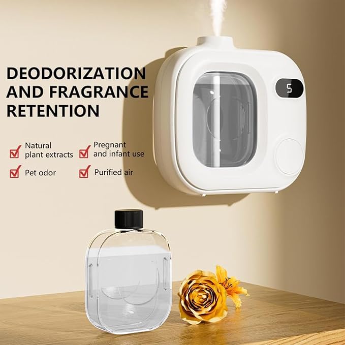 Waterless Essential Oil Diffuser Ultrasonic Essential Oil Diffuser for Home Large Rooms Bathroom Hotel Office Car - Cordless with 5 Mist Levels Waterless Difusor Aroma 360 Fragrance Machine