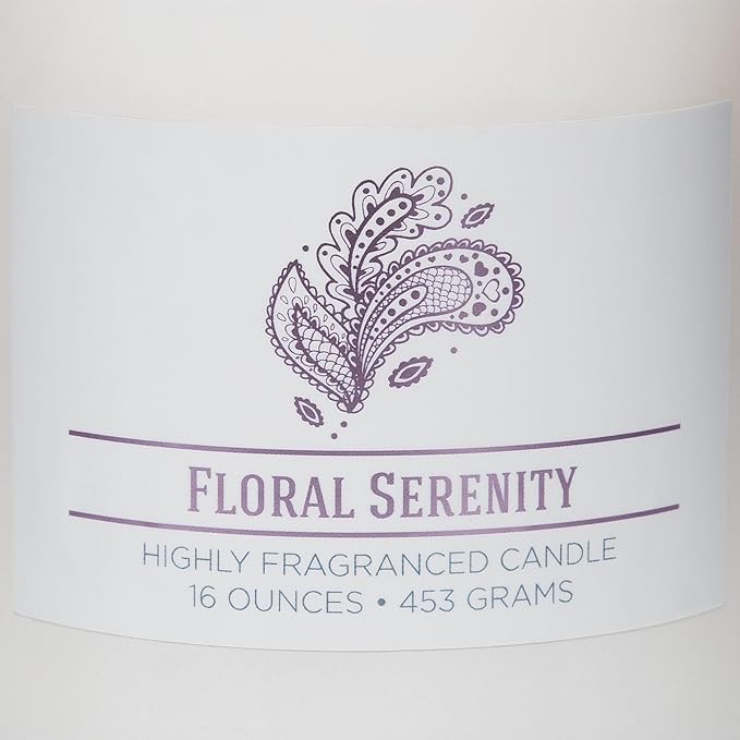 Carolina Floral Serenity Scented Candle, 16 oz Wellness Relaxing Aromatherapy Candle, 2 Wick White Jar Soy Blend Wax, Candles for Home, 60H Burn - Made in The USA