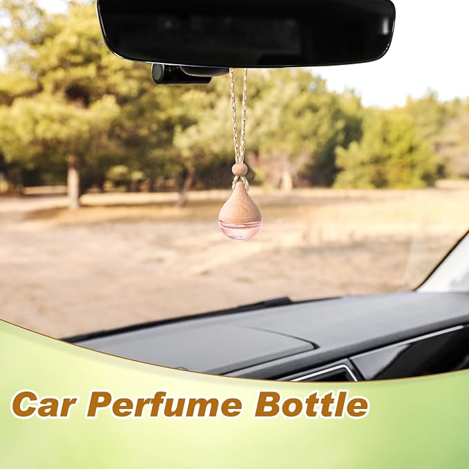 BBTO 50 Pcs Hanging Car Air Freshener Car Diffuser Bottles Empty Glass Perfume Bottle Freshener Diffuser Bottle Pendant for Essential Oil Fragrance Aromatherapy Ornament(Water Drop)