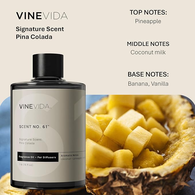 VINEVIDA [16 Fl Oz] Pina Colada Oil for Cold Air Diffusers, Essential Oils for Diffuser Oil Refill & Air Freshener Room Spray