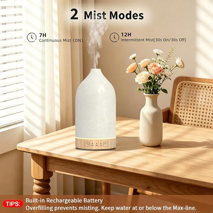 SPLITSKY Cordless Essential Oil Diffuser 150ML, Portable Rechargeable Aromatherapy Diffuser with 7-Color LED Light, Quiet Operation & Auto-Off, 3 Timer Settings, for Bedroom, Home, Travel