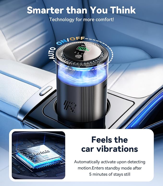 Rorhxia Smart Car Air Freshener [Enjoy Freshness, Purity, Comfort] New Premium Scenic Diffuser | Perfume Display, Auto On/Off, Adjustable Intensity, Long Lasting Fragrance | Cologne Freshener Gifts