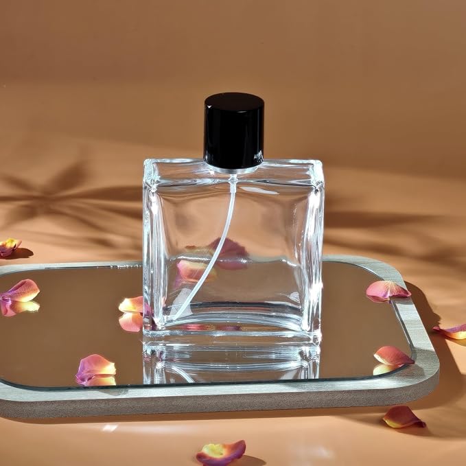 100ml/3.4 Oz Glass Spray Bottle Perfume Atomizer,Empty Refillable Perfume Spray Bottle with 3 Kinds of Dispenser (A4)
