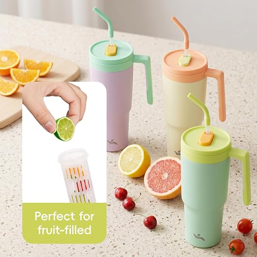 Konokyo 12 Pack 40 Oz Tumblers with Handle and Straw, Bulk Vacuum Insulated Stainless Steel Travel Mugs with Lids for Office, Events and Group Orders Lime