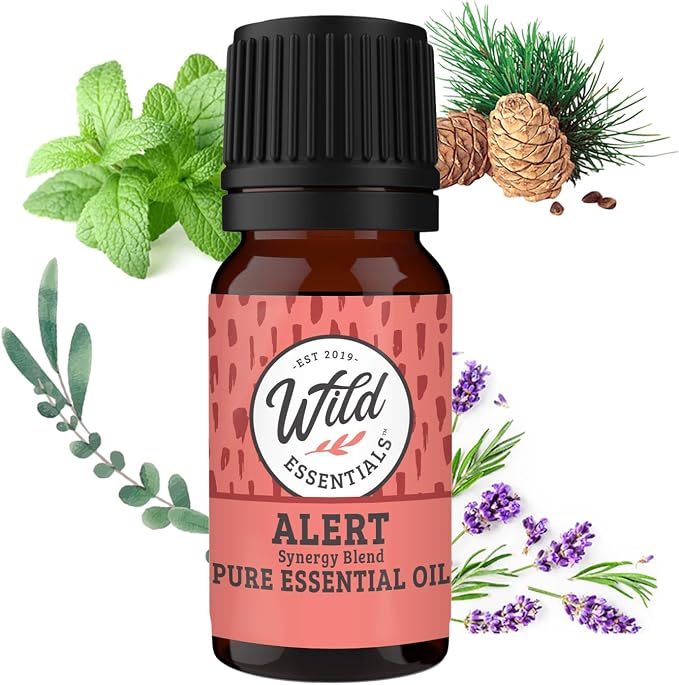 Wild Essentials Alert 100% Pure Essential Oil Synergy Blend - 10ml, Therapeutic Grade - Keeps You Awake, Sharp and Energized with a Fresh, Clean and Uplifting Aroma, Made in The USA