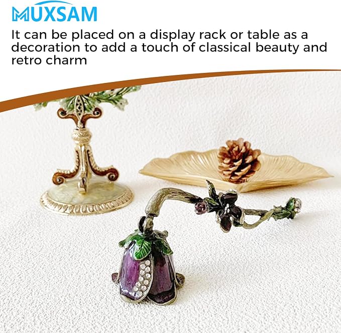MUXSAM Vintage Candle Snuffer, Candle Extinguisher with Long Handle, Metal Wick Flame Snuffer for Putting Out Candle Flame Safely, Floral Candle Snuffers Accessory for Candle Lovers, Purple