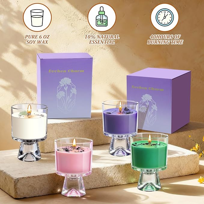 Gift for Mom, Natural Soy Candle, 48-Hour Long Burning Aromatherapy for Bedroom Bathroom Living Room Spa, Women Gifts Birthday Valentine House Warming Bridesmaid Gift (Bluebell Scented)