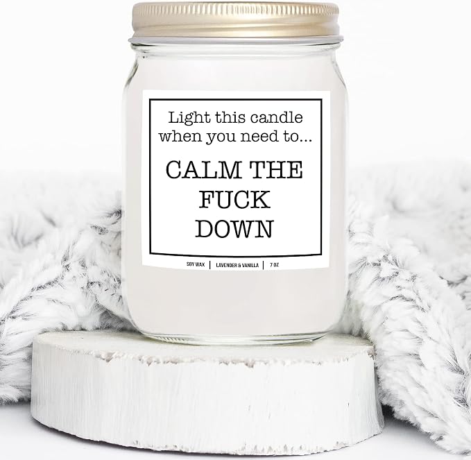 You Nique Designs Stress Relief Candle, 7 Ounces, Relaxing, Calming, Stress Candle, Stress Relief Gifts for Women, All Natural Soy Vegan Aromatherapy Candles (Lavender & Vanilla)