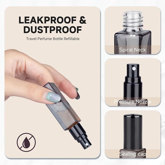 Perfume Travel Refillable Atomizer, 3 Pack 10ml Leak Proof Refillable Perfume Bottle for Air Travel, Purse and Business Trips, Glass Atomizer Sprayer for Cologne with Funnel & Pipette