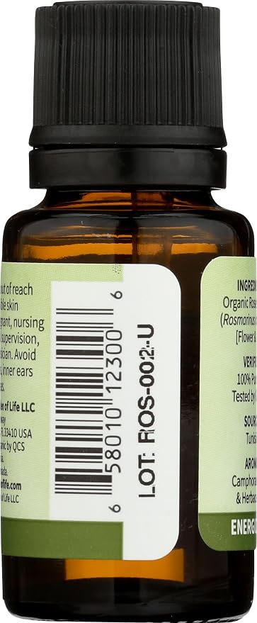 Garden of Life Rosemary Essential Oil – 100% Pure Essential Oil for Diffuser, Aromatherapy, Meditation, Stimulating and Refreshing, USDA Organic, Non-GMO, 0.5 fl oz