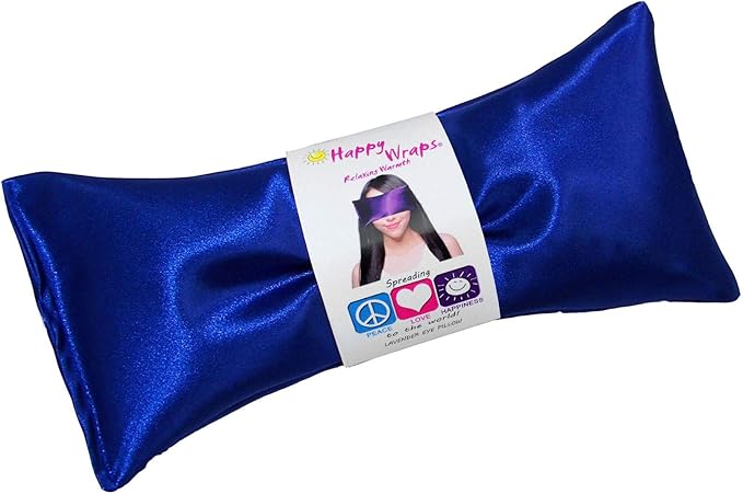 Lavender Eye Pillow - Hot Cold Weighted Eye Pillows for Relaxation, Sleep, Stress, Migraine Relief, Yoga - Aromatherapy Gifts for Women, Birthday, Teachers, Made in USA by Happy Wraps - Sapphire