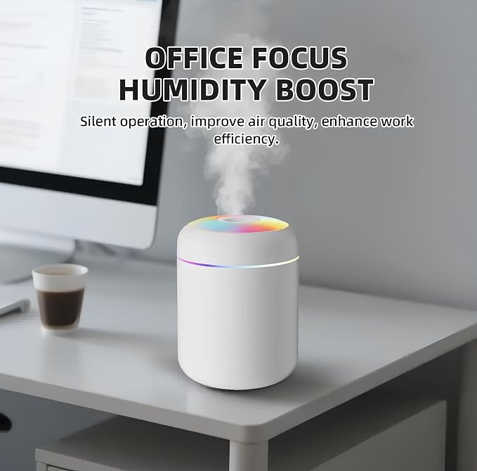 2 in 1 USB Electric Aromatherapy Oil Diffuser Ultrasonic Air Humidifier Mist Maker with Colorful Light for Home Office and Car (White)