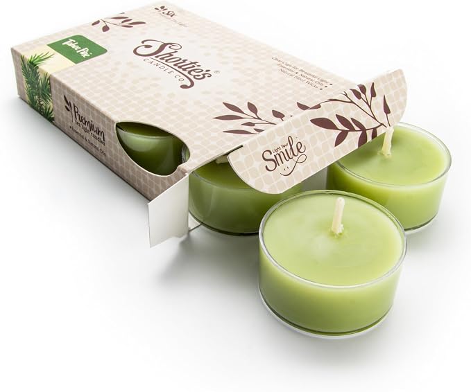 Tahoe Pine Premium Tealight Candles - Highly Scented with Essential & Natural Oils - 6 Green Tea Lights - Beautiful Candlelight - Made in the USA - Fresh & Clean Collection