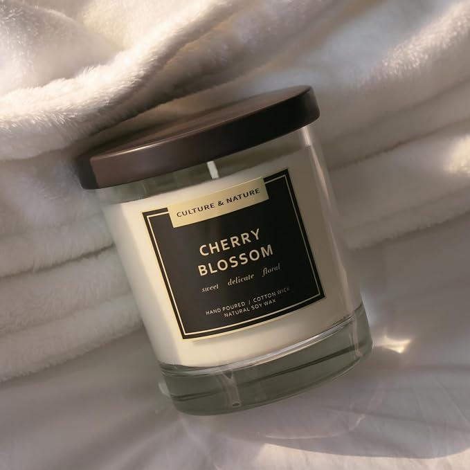 CULTURE & NATURE Natural Soy Wax Candle 7oz Cherry Blossom Scented
