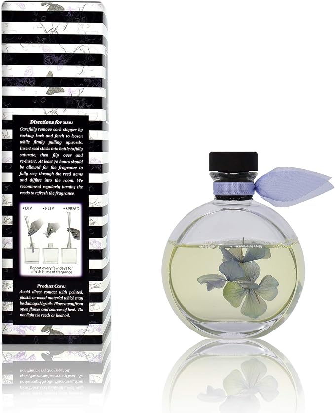 Reed Diffuser Set, English Garden Scented Oil Diffuser with Sticks, Home Fragrance Accessories for Bathroom Shelf Decor, Aroma Diffusers for Home or Office Desk, USA Made