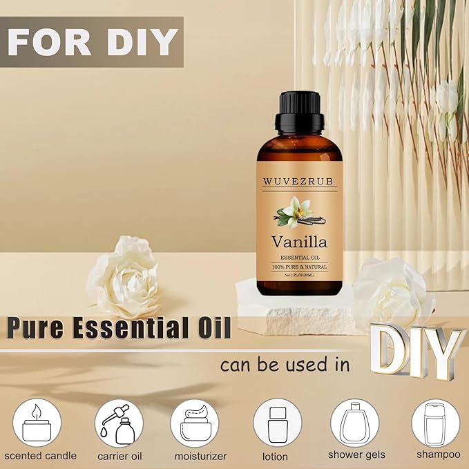 Vanilla Essential Oils, 30ML Pure and Natural Essential Oil for Aromatherapy Diffuser - Vanilla /1 Fl Oz
