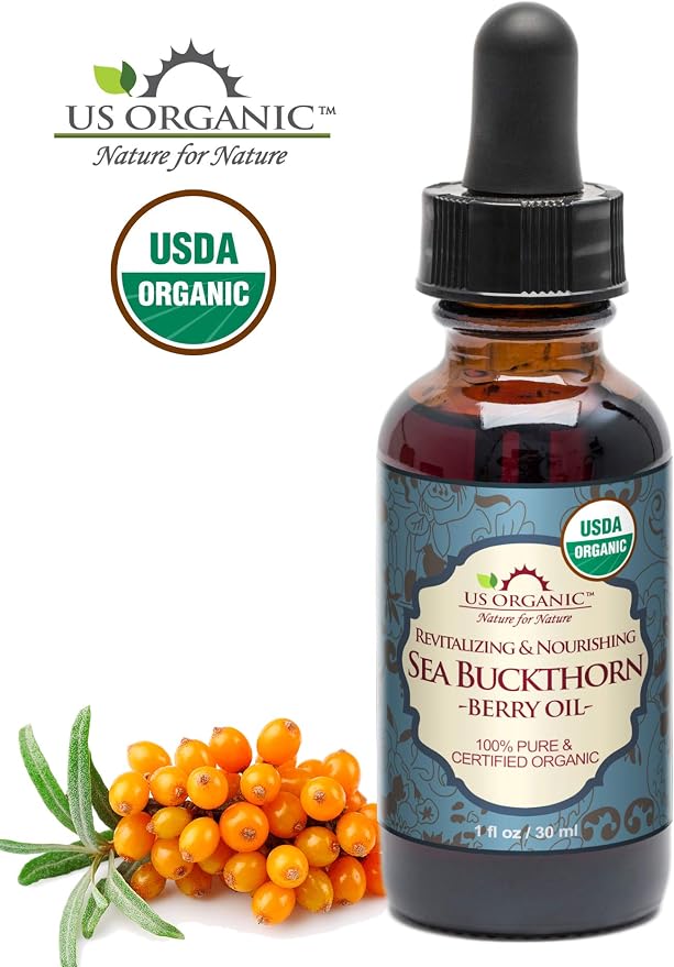 US Organic Sea Buckthorn Berry (Fruit) Oil, Supercritical CO2 extracted, USDA Certified Organic,100% Pure Virgin, Unrefined in Amber Glass Bottle, Face, Hair, spot Treatment, Anti Aging, 1 oz (30 ml)