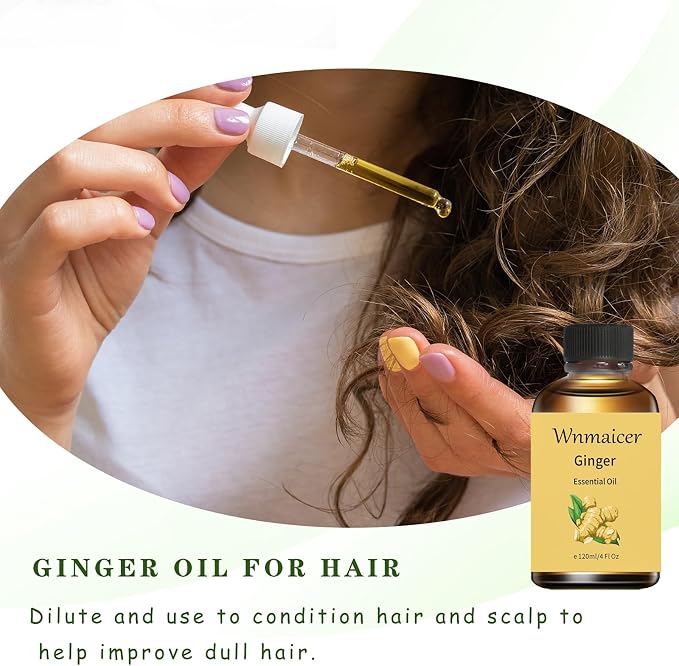 Ginger Oil 4 Oz -Premium Ginger Essential Oil for Skin, Massage, Diffuser, DIY Soap & Aromatherapy 120 mL