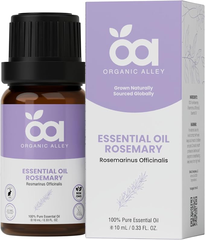 Rosemary Essential Oil by Organic Alley | 100% Pure Rosmarinus Officinalis Oil, Therapeutic Grade | Aromatherapy Essential Oil for Clarity & Focus (0.33 Fl Oz)