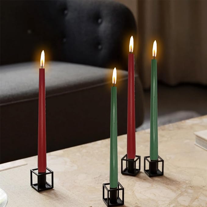 Dripless Taper Candles Red Candlesticks,10 inches Long Tapered Candle Green Candle Sticks Christmas Dinner Candles for Home Decor Home Weddings Festive Seasons Holiday,8-RG