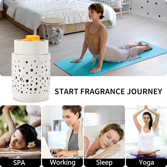 nawaza Ceramic Wax Melt Warmer,Candle Wax Warmer Night Light,2-in-1 Electric Wax Melter and Fragrance Warmer for Scented Candle Wax Burner Home Office Decor Mothers Day Birthday Gifts for Women(dot)