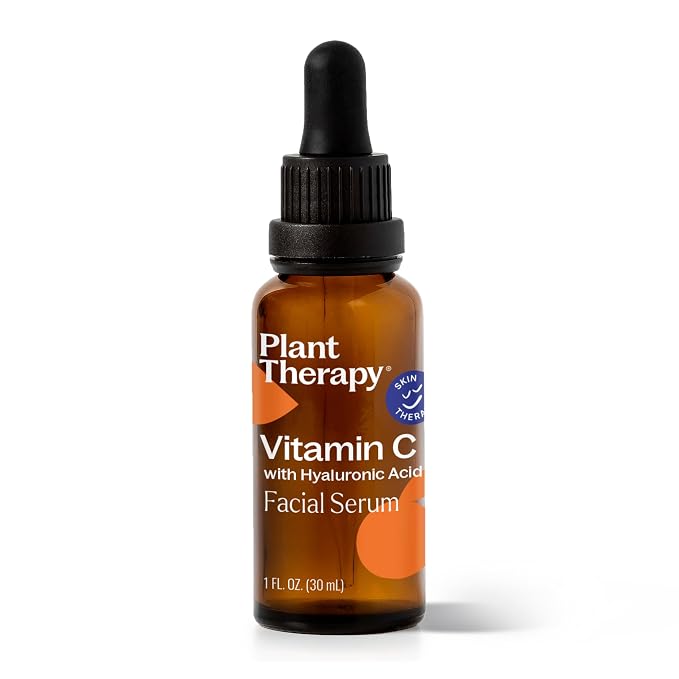 Plant Therapy Vitamin C Face Serum & Hyaluronic Acid, Anti-Aging Serum with Ferulic Acid, Vitamin E, Serum for Fine Lines & Wrinkles, 1 oz