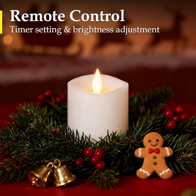 【Flameless Candles Battery Operated with Remote & Timer】3x3" White LED Pillar Candles - 600H Flickering Flame, Realistic Fake Candles for Indoor/Outdoor Valentine's Day, Weddings, Home Decor1-Pack