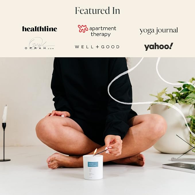 Mindful Modern Natural Meditate Candle | White Sage and Lavender Hand-Poured Soy Wax Stress Relief | Aromatherapy Candle | Elegant Scented Home Fragrance | Clean, Even, Longer Burn | 8 oz Glass Jar