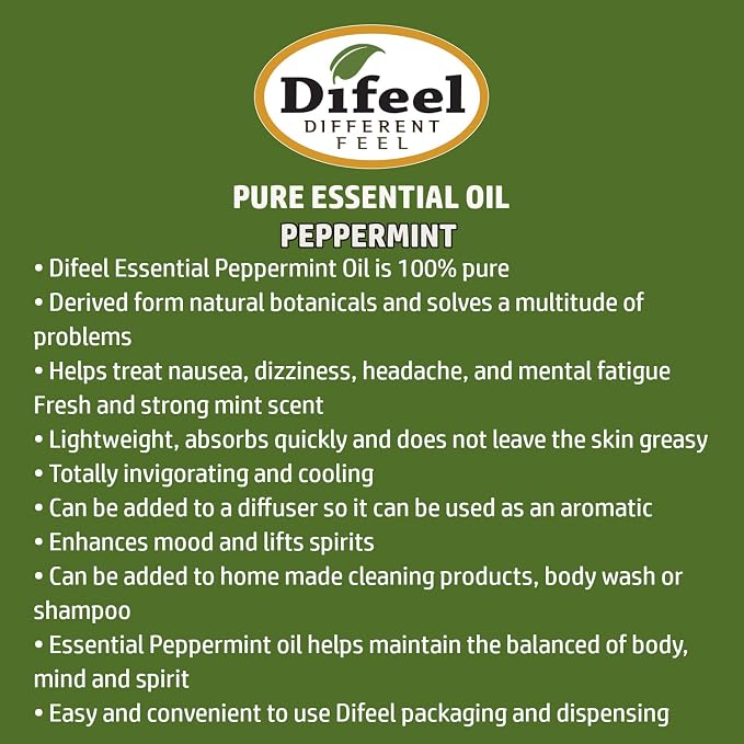 Difeel Essential Oils 100% Pure Peppermint Oil 1 ounce