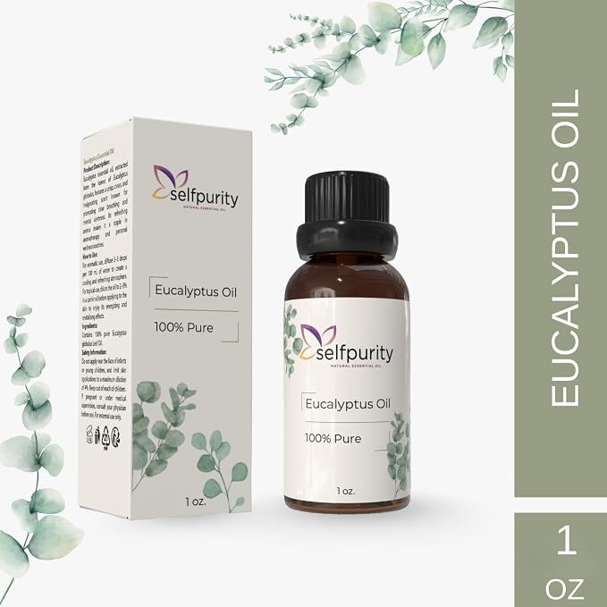 Eucalyptus Essential Oil 1 Oz (30ml) – 100% Pure Natural Eucalyptus Oil for Aromatherapy Diffuser, Skin & Hair Care, Massage, Soap & Candle Making – Premium Grade