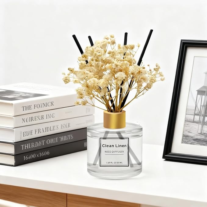 Reed Diffuser Set of 3 Pack,Clean Linen,Eucalyptus & Mint,Ocean Scented Oil Diffuser with 4 Sticks,Reed Diffusers for Home,Living Room,Bathroom Air Freshener Diffuser,50ml x 3