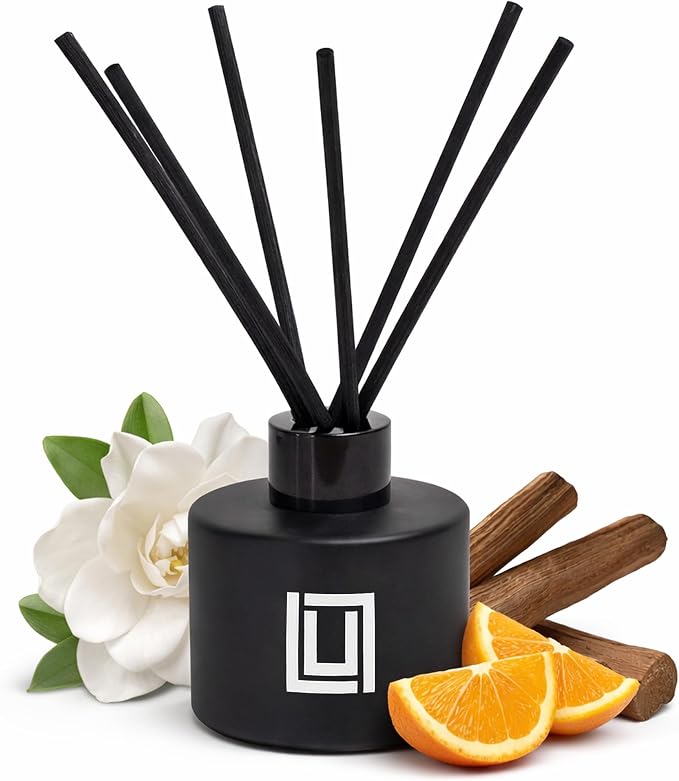 Lulu Candles | Reed Diffuser Set | Sexy Gal - Sandalwood Rose | 6 Reed Sticks | Scent Diffuser for Bedroom Bathroom Living Room & Office (4.25 FL Oz.)
