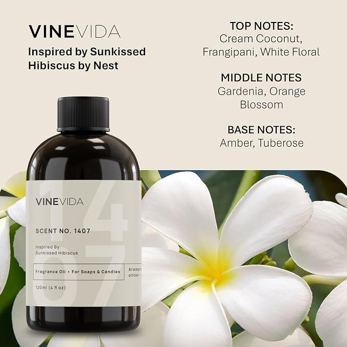 VINEVIDA 4oz Scent No.1407 Fragrance Oil for Candle & Soap Making - Natural Candle Scents Made in USA