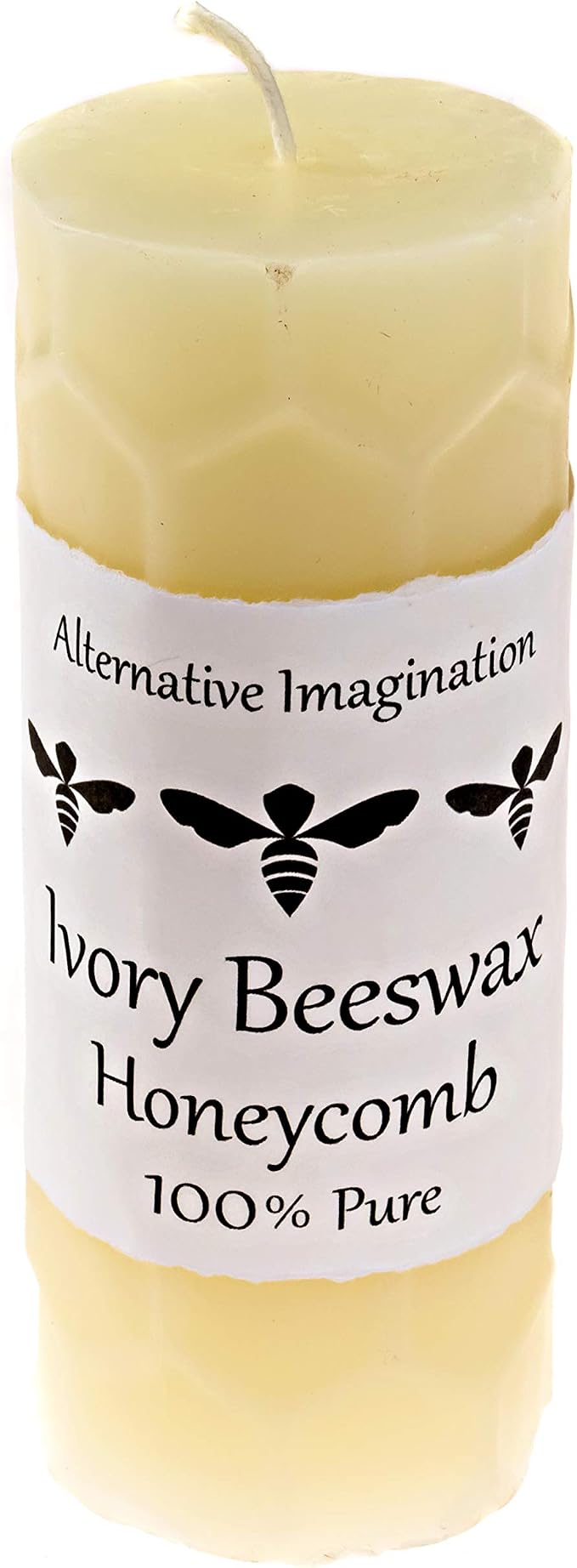 Honeycomb White Beeswax Candles - 2x6 Pillar Candles, 60 Hours - Naturally Whitened & Additive Free - Smokeless, Dripless, Unscented - 1 Pack - for Home Decor, Gifts - Alternative Imagination