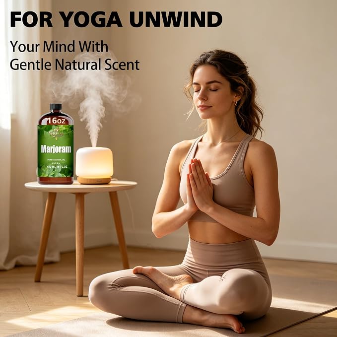 Marjoram Essential Oil, Marjoram Oil 16 Fl Oz 480ml for Diffuser Yoga Soap & Candle Making – with 0.33 Oz Roller Ball & Funnel YHSESSE Essential Oils